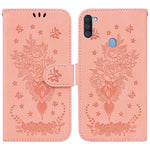 Custodia per telefono in pelle goffrata farfalla rosa, For Samsung Galaxy A73 5G, For Samsung Galaxy A11 / M11 EU Version, For Samsung Galaxy A41, For Samsung Galaxy A02s US Version
