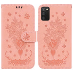 Custodia per telefono in pelle goffrata farfalla rosa, For Samsung Galaxy A73 5G, For Samsung Galaxy A11 / M11 EU Version, For Samsung Galaxy A41, For Samsung Galaxy A02s US Version