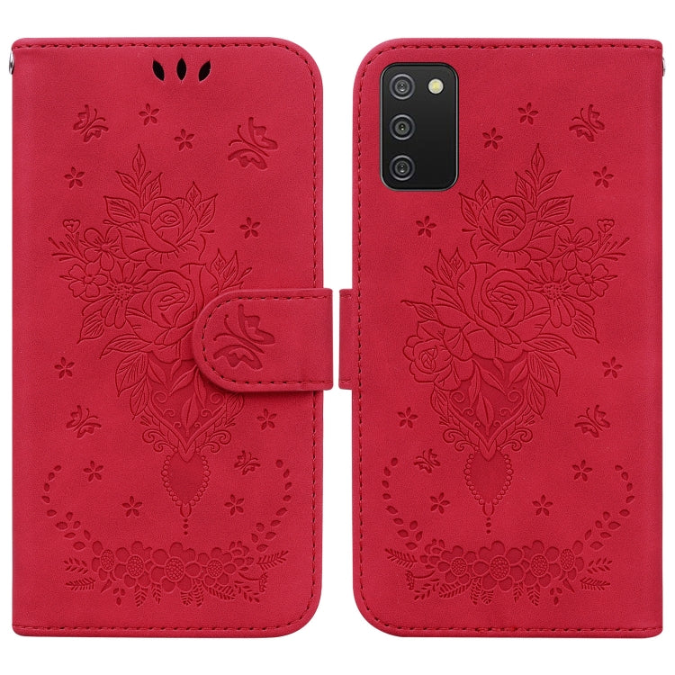 Custodia per telefono in pelle goffrata farfalla rosa, For Samsung Galaxy A02s EU Version, For Samsung Galaxy A03s US Version, For Samsung Galaxy A03s EU Version, For Samsung Galaxy A13 5G