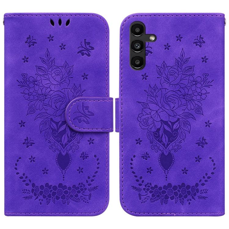Custodia per telefono in pelle goffrata farfalla rosa, For Samsung Galaxy A02s EU Version, For Samsung Galaxy A03s US Version, For Samsung Galaxy A03s EU Version, For Samsung Galaxy A13 5G