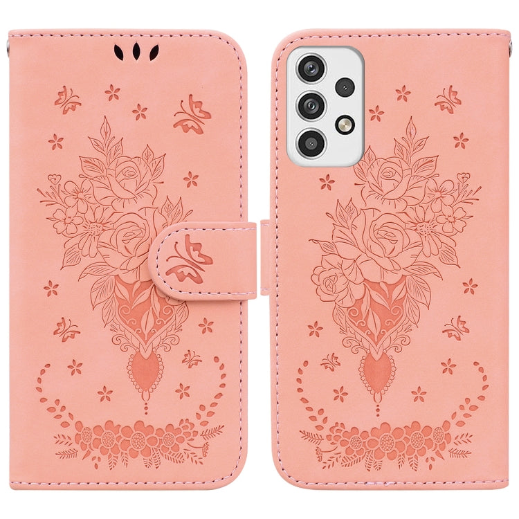Custodia per telefono in pelle goffrata farfalla rosa, For Samsung Galaxy A23, For Samsung Galaxy A51 5G, For Samsung Galaxy A52 5G / 4G, For Samsung Galaxy A71