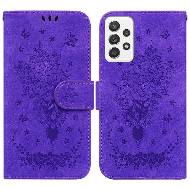Custodia per telefono in pelle goffrata farfalla rosa, For Samsung Galaxy A23, For Samsung Galaxy A51 5G, For Samsung Galaxy A52 5G / 4G, For Samsung Galaxy A71