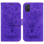 Custodia per telefono in pelle goffrata farfalla rosa, For Samsung Galaxy A71 5G, For Samsung Galaxy A72 5G / 4G, For Samsung Galaxy A02 / M02 4G Indian, For Samsung Galaxy A12 5G