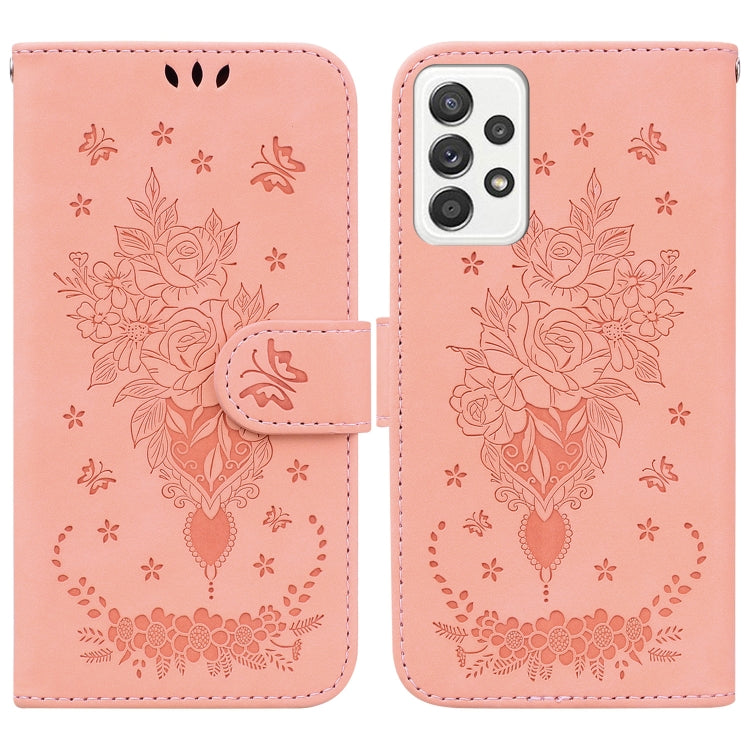 Custodia per telefono in pelle goffrata farfalla rosa, For Samsung Galaxy A71 5G, For Samsung Galaxy A72 5G / 4G, For Samsung Galaxy A02 / M02 4G Indian, For Samsung Galaxy A12 5G