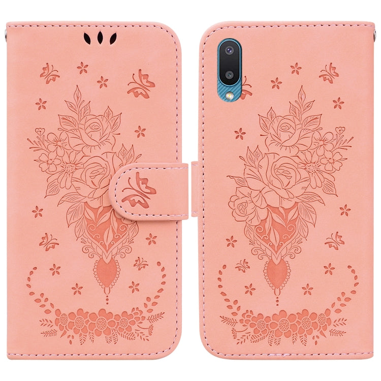 Custodia per telefono in pelle goffrata farfalla rosa, For Samsung Galaxy A71 5G, For Samsung Galaxy A72 5G / 4G, For Samsung Galaxy A02 / M02 4G Indian, For Samsung Galaxy A12 5G