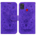 Custodia per telefono in pelle goffrata farfalla rosa, For Samsung Galaxy A21s, For Samsung Galaxy A22 4G, For Samsung Galaxy A31, For Samsung Galaxy A32 4G