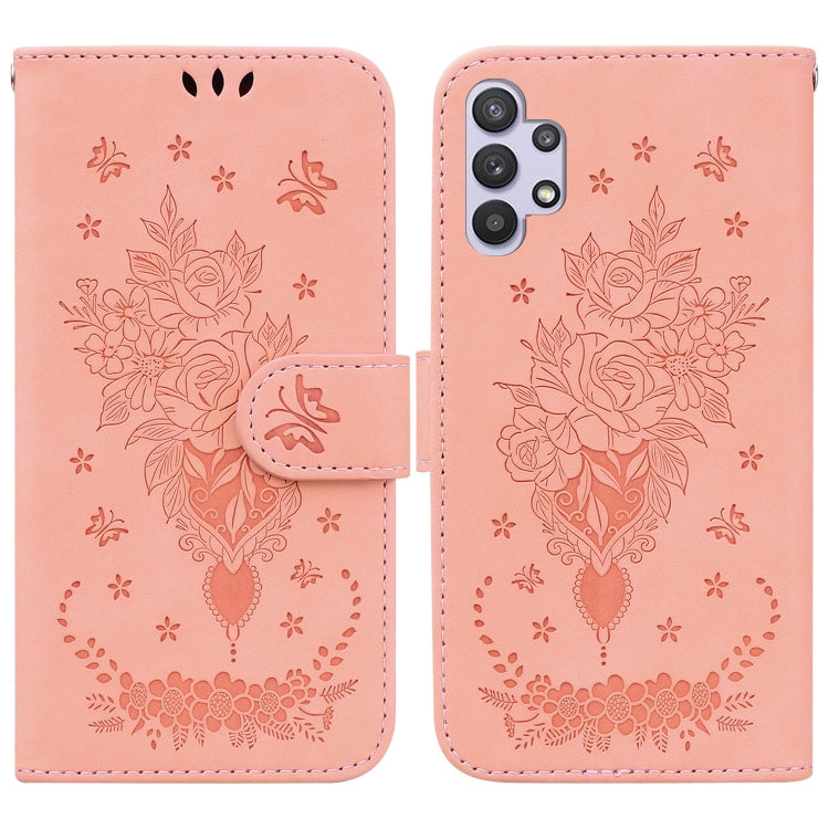 Custodia per telefono in pelle goffrata farfalla rosa, For Samsung Galaxy A21s, For Samsung Galaxy A22 4G, For Samsung Galaxy A31, For Samsung Galaxy A32 4G