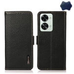 KHAZNEH Custodia per cellulare in vera pelle RFID con texture Litchi, For OnePlus Nord 2T 5G
