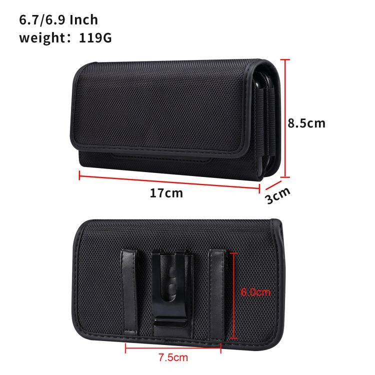 Custodia per cellulare con slot per schede in tessuto Oxford a doppia griglia, For 6.7-6.9 inch Smartphones