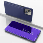 Custodia per telefono in pelle flip orizzontale placcata a specchio con supporto, For iPhone 14, For iPhone 14 Plus, For iPhone 14 Pro, For iPhone 14 Pro Max