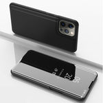 Custodia per telefono in pelle flip orizzontale placcata a specchio con supporto, For iPhone 14, For iPhone 14 Plus, For iPhone 14 Pro, For iPhone 14 Pro Max