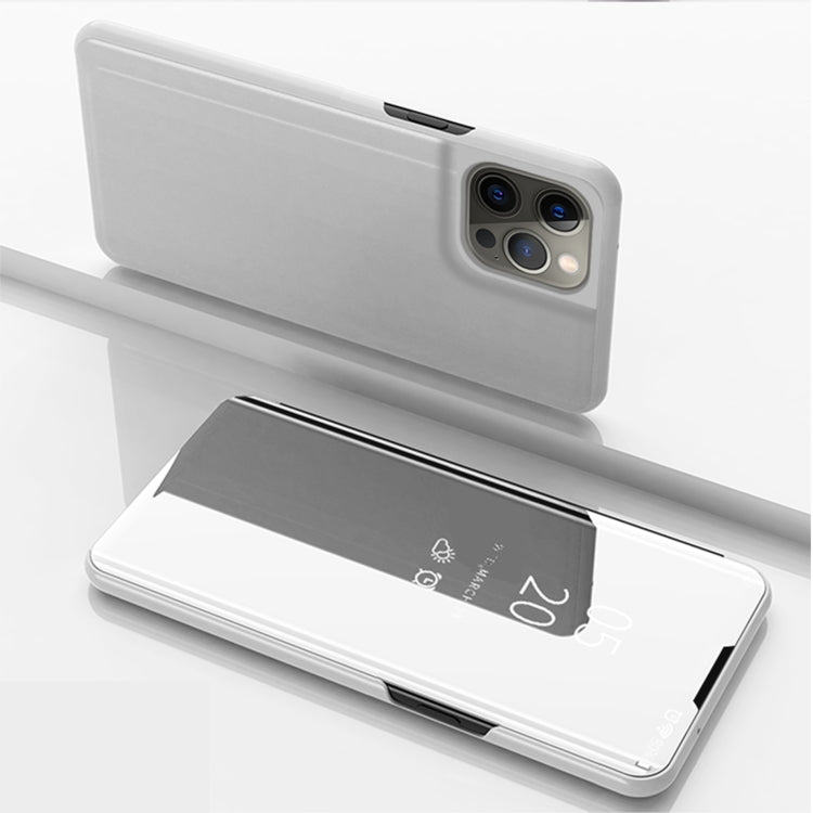 Custodia per telefono in pelle flip orizzontale placcata a specchio con supporto, For iPhone 14, For iPhone 14 Plus, For iPhone 14 Pro, For iPhone 14 Pro Max