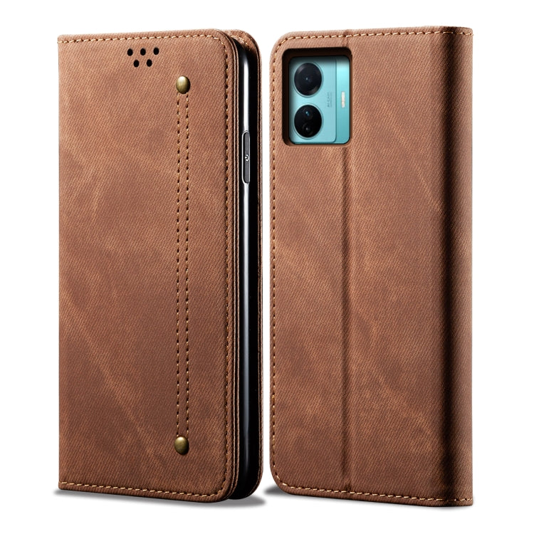 Custodia per telefono in pelle con texture denim, For OnePlus Nord 2T, For vivo S15e / T1 5G Snapdragon 778G, For Xiaomi 12 Lite