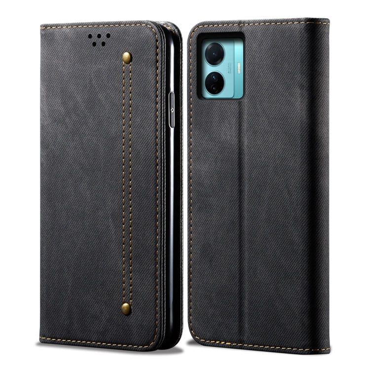 Custodia per telefono in pelle con texture denim, For OnePlus Nord 2T, For vivo S15e / T1 5G Snapdragon 778G, For Xiaomi 12 Lite