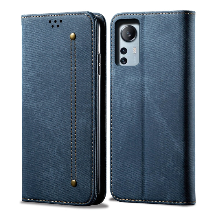 Custodia per telefono in pelle con texture denim, For OnePlus Nord 2T, For vivo S15e / T1 5G Snapdragon 778G, For Xiaomi 12 Lite