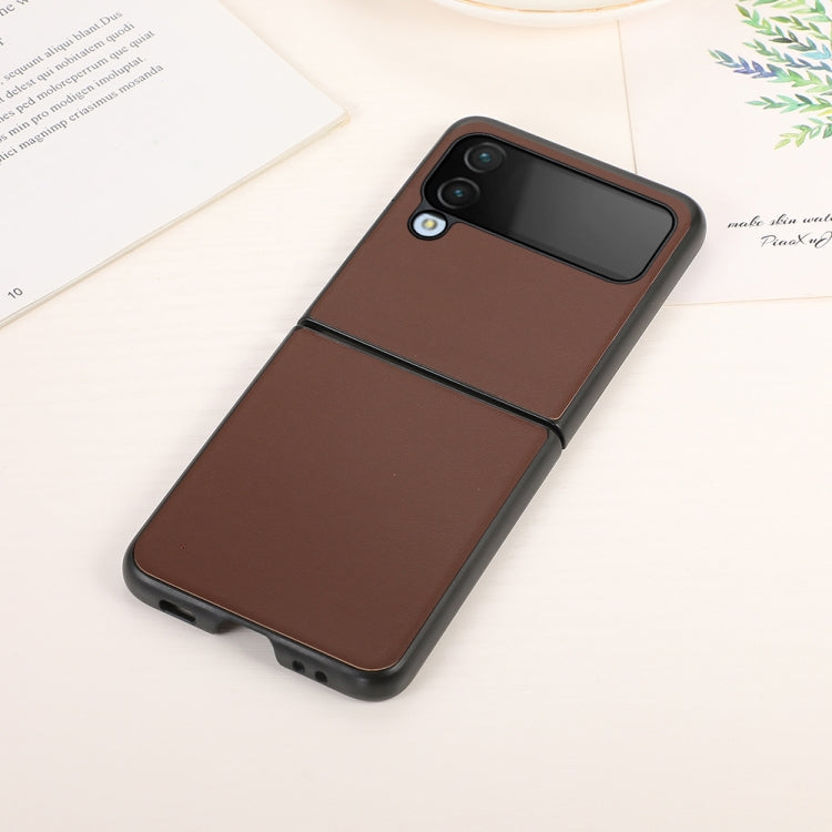 Custodia per telefono in vera pelle con trama di pecora, For Samsung Galaxy Z Flip4