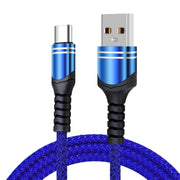 Cavo di ricarica USB stile tessuto 6A, lunghezza cavo: 1 m, USB-C / Type-C, Micro USB, 8 Pin