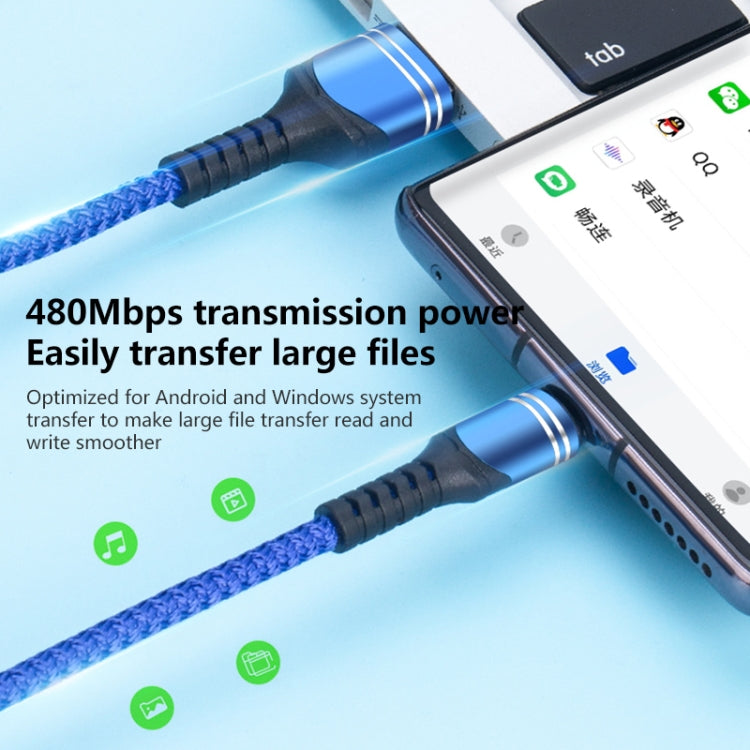 Cavo ricarica USB tessuto 6A 1m USB-C Micro USB