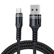 Cavo di ricarica USB stile tessuto 6A, lunghezza cavo: 1 m, USB-C / Type-C, Micro USB, 8 Pin