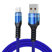 Cavo di ricarica USB stile tessuto 6A, lunghezza cavo: 1 m, USB-C / Type-C, Micro USB, 8 Pin