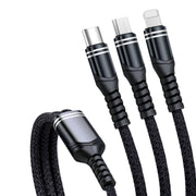 6A 66W 3 in 1 da USB a 8 pin + Micro USB + USB-C / Type-CF Cavo dati intrecciato per ricarica rapida, USB to 8 Pin+Micro USB+Type-C