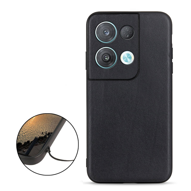 Cassa del telefono in vera pelle con trama in pelle di agnello con foro accurato, For OPPO Reno8, For OPPO Reno8 Pro, For OPPO Reno8 Pro+
