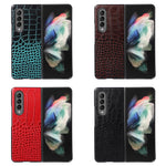 Custodia per telefono in pelle di vacchetta di coccodrillo, For Samsung Galaxy Z Fold4