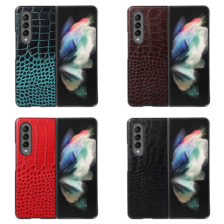 Custodia per telefono in pelle di vacchetta di coccodrillo, For Samsung Galaxy Z Fold4