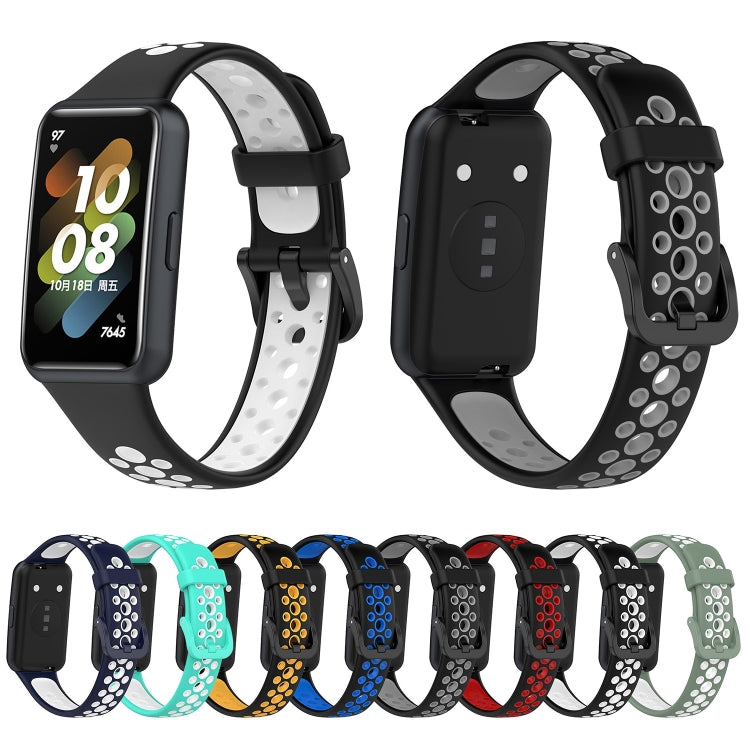 Cinturino in silicone traspirante bicolore, For Huawei Band 7 / 7 NFC