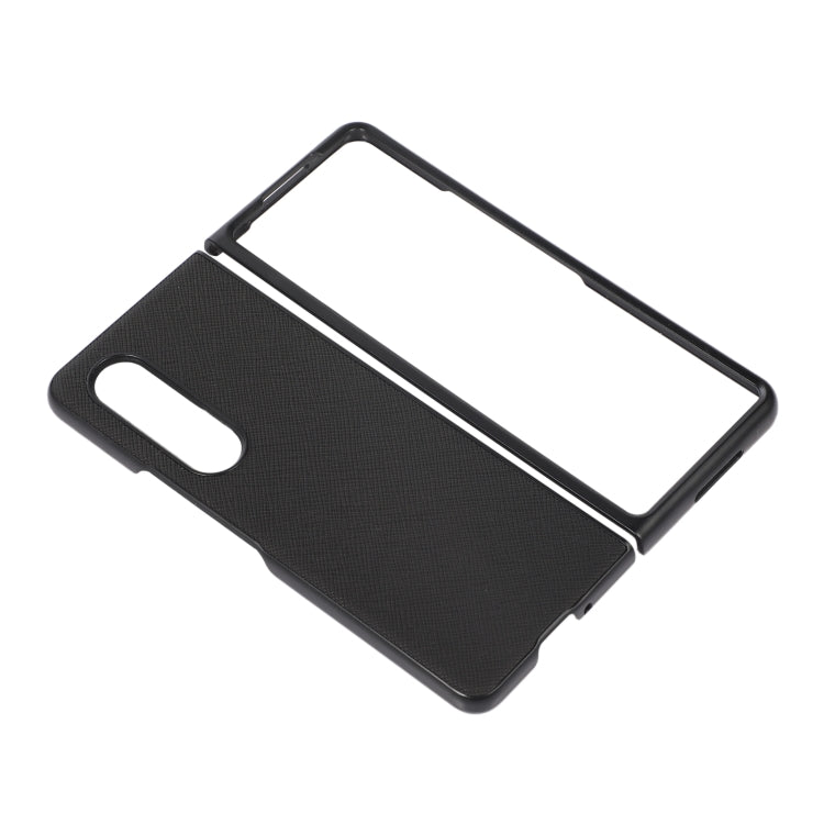 Custodia per telefono in pelle PU con trama incrociata, For Samsung Galaxy Z Fold4