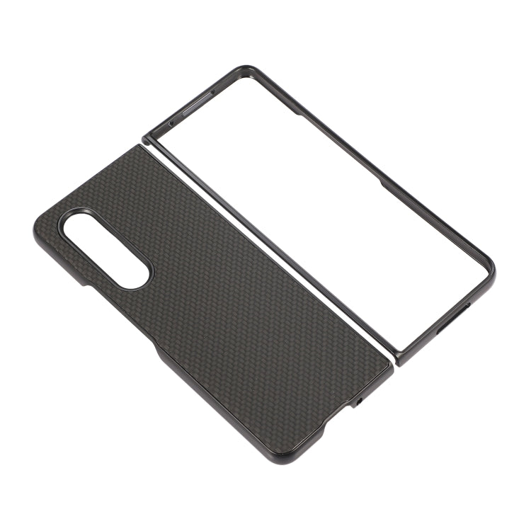 Custodia per telefono in pelle PU con trama in fibra di carbonio, For Samsung Galaxy Z Fold4