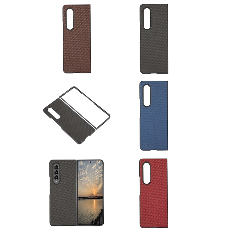 Custodia per telefono in pelle PU con trama in fibra di carbonio, For Samsung Galaxy Z Fold4