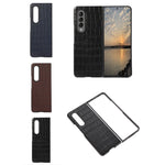 Custodia per telefono in vera pelle con trama di coccodrillo, For Samsung Galaxy Z Fold4
