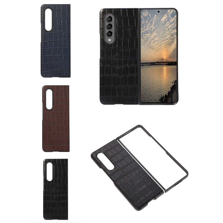 Custodia per telefono in vera pelle con trama di coccodrillo, For Samsung Galaxy Z Fold4