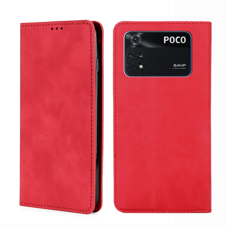 Custodia per telefono in pelle con vibrazione magnetica Skin Feel, For Xiaomi Poco M4 Pro, For Xiaomi Poco X4 Pro 5G, For Xiaomi Redmi K50 / K50 Pro, For Xiaomi Redmi K50 Gaming