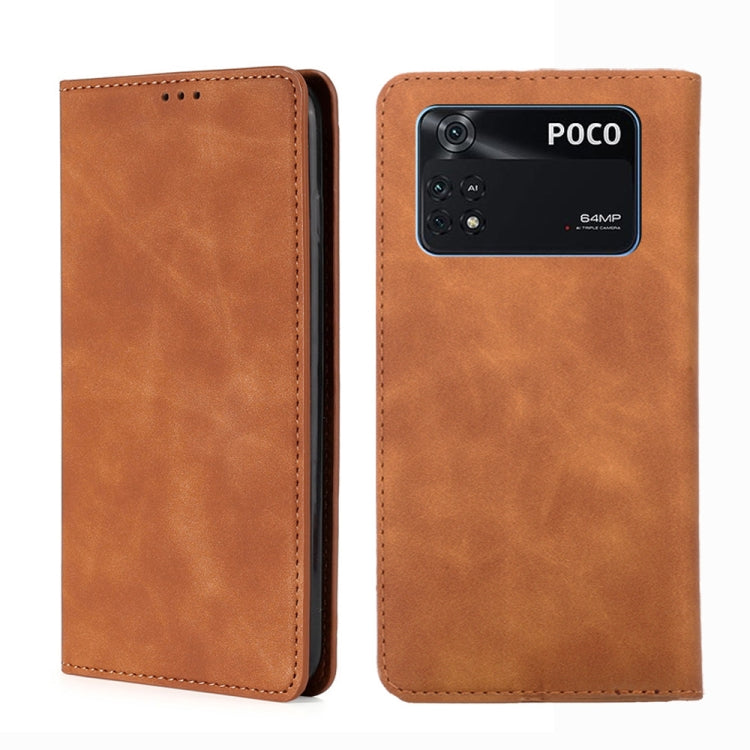 Custodia per telefono in pelle con vibrazione magnetica Skin Feel, For Xiaomi Poco M4 Pro, For Xiaomi Poco X4 Pro 5G, For Xiaomi Redmi K50 / K50 Pro, For Xiaomi Redmi K50 Gaming