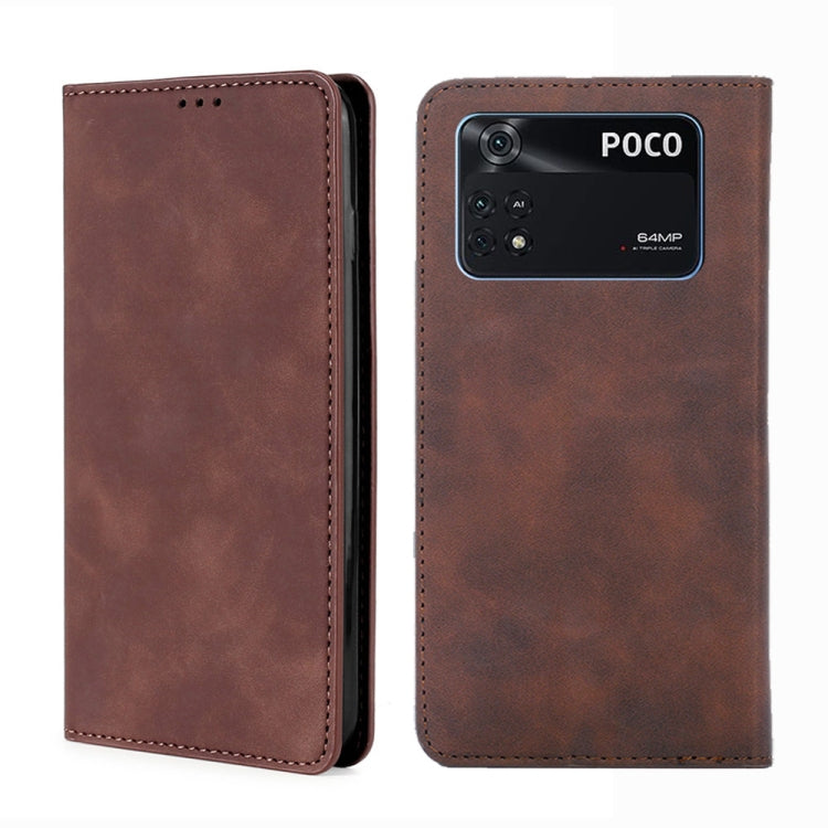 Custodia per telefono in pelle con vibrazione magnetica Skin Feel, For Xiaomi Poco M4 Pro, For Xiaomi Poco X4 Pro 5G, For Xiaomi Redmi K50 / K50 Pro, For Xiaomi Redmi K50 Gaming