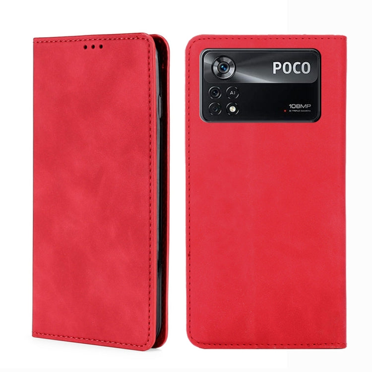 Custodia per telefono in pelle con vibrazione magnetica Skin Feel, For Xiaomi Poco M4 Pro, For Xiaomi Poco X4 Pro 5G, For Xiaomi Redmi K50 / K50 Pro, For Xiaomi Redmi K50 Gaming