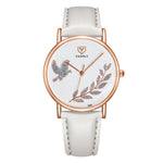 Orologio da donna YAZOLE 360 con cinturino in pelle con colomba della pace e diamanti