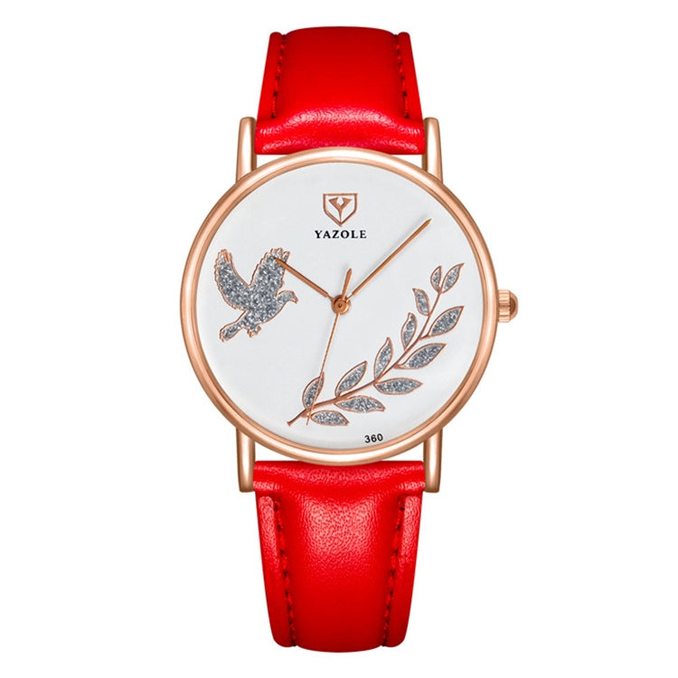 Orologio da donna YAZOLE 360 con cinturino in pelle con colomba della pace e diamanti