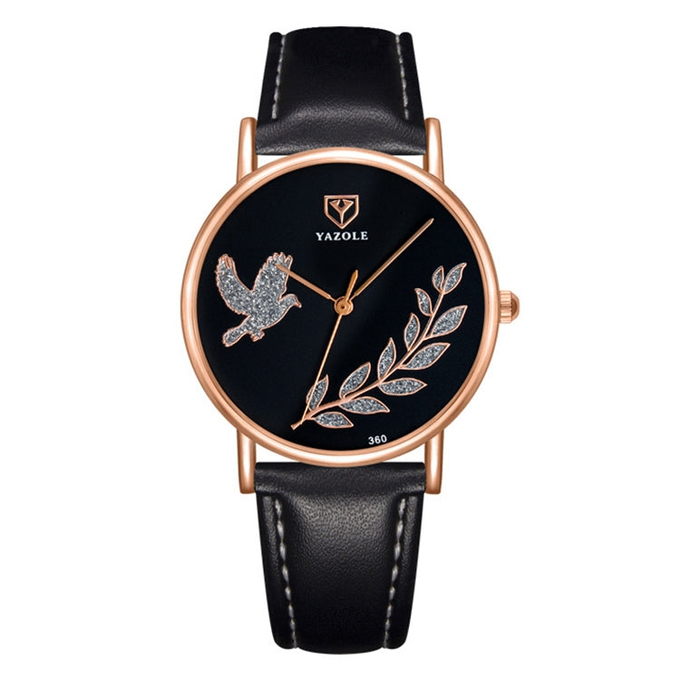 Orologio da donna YAZOLE 360 con cinturino in pelle con colomba della pace e diamanti