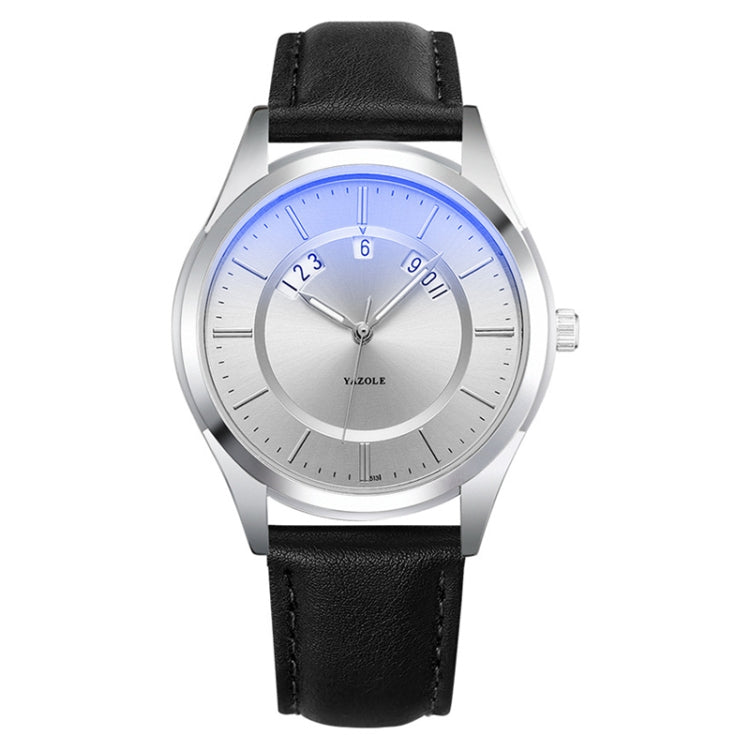 Orologio al quarzo impermeabile YAZOLE 513 con cinturino in pelle e calendario