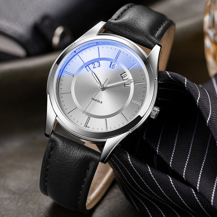 Orologio al quarzo impermeabile YAZOLE 513 con cinturino in pelle e calendario