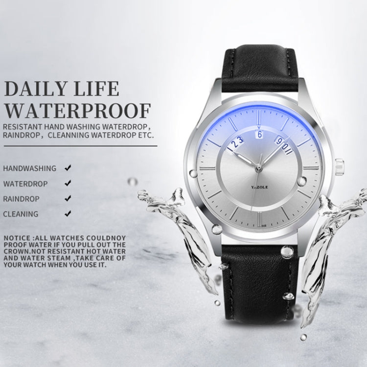 Orologio al quarzo impermeabile YAZOLE 513 con cinturino in pelle e calendario