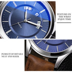 Orologio al quarzo impermeabile YAZOLE 513 con cinturino in pelle e calendario