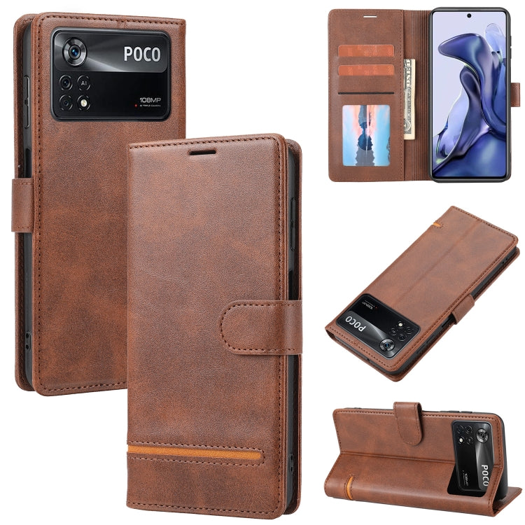 Custodia per telefono in pelle con flip a portafoglio classico, For Xiaomi Poco X3 NFC, For Xiaomi Poco X4 Pro 5G