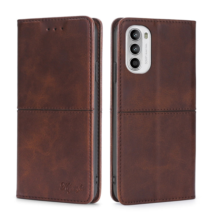 Custodia per telefono in pelle a vibrazione orizzontale magnetica con trama di mucca, For Motorola Moto G52 4G/G82 5G