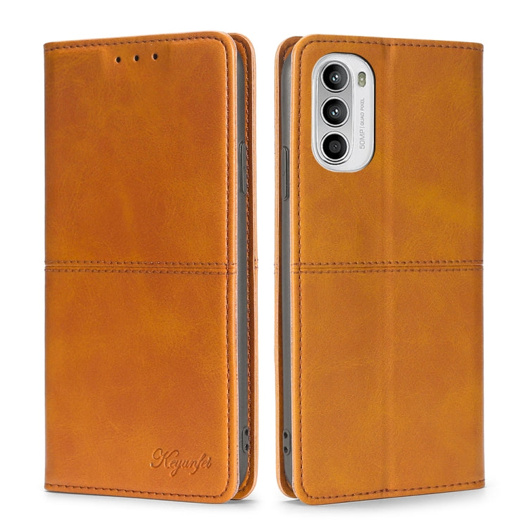 Custodia per telefono in pelle a vibrazione orizzontale magnetica con trama di mucca, For Motorola Moto G52 4G/G82 5G