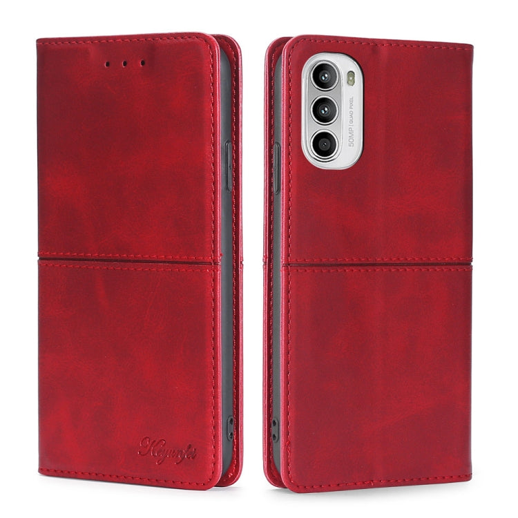 Custodia per telefono in pelle a vibrazione orizzontale magnetica con trama di mucca, For Motorola Moto G52 4G/G82 5G