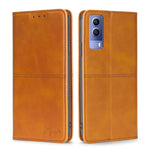 Custodia per telefono in pelle a vibrazione orizzontale magnetica con trama di mucca, For vivo X80, For vivo Y53S 5G/iQOO Z5X/T1X, For vivo Y55S 5G, For vivo Y76S/Y74S
